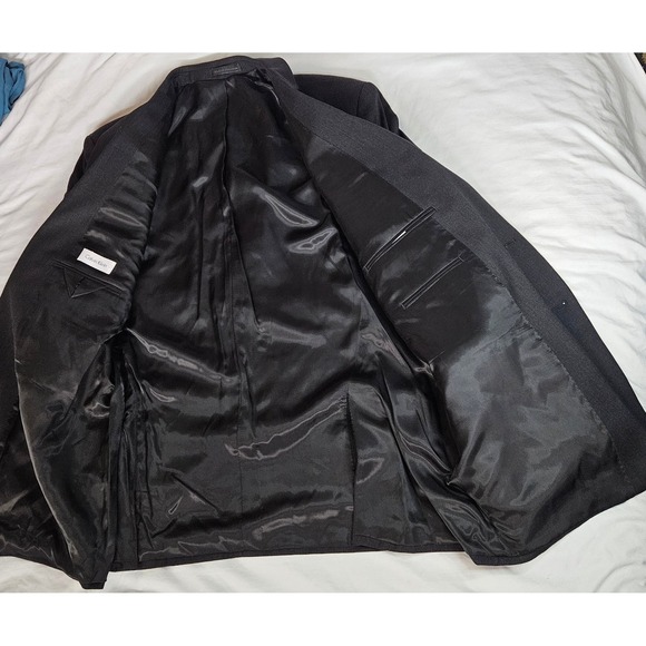 Calvin Klein Mens 48R Blazer Charcoal Gray 100% Wool 2 Button Suit Jacket 48 R - Picture 14 of 16